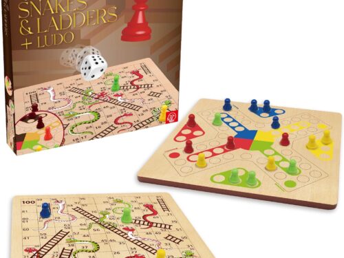Wooden Snakes & Ladders and Ludo 2-in-1 Board Game