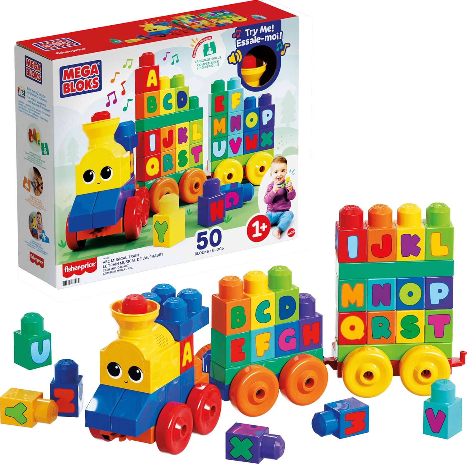 MEGA BLOKS First Builders Musical Toddler Building Blocks Set
