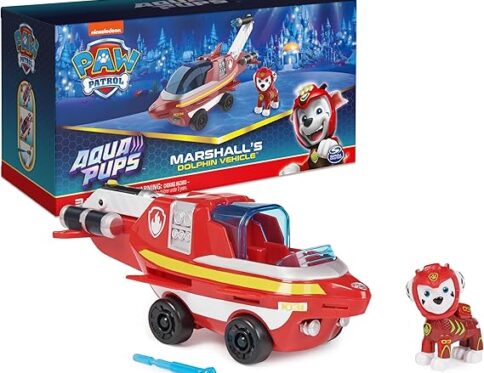 Paw Patrol Aqua Pups Marshall Transforming Dolphin Vehicle with Collectible Action Figure