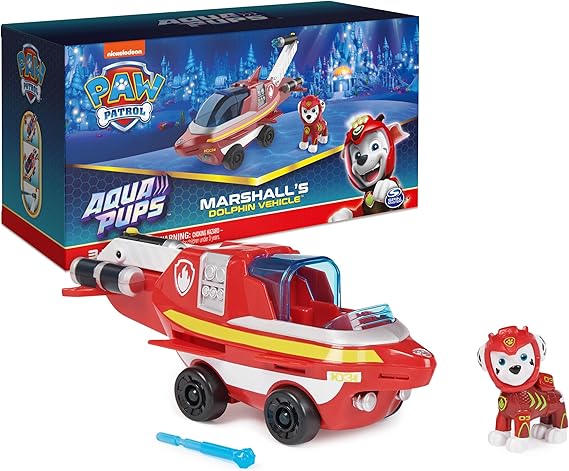 Paw Patrol Aqua Pups Marshall Transforming Dolphin Vehicle with Collectible Action Figure