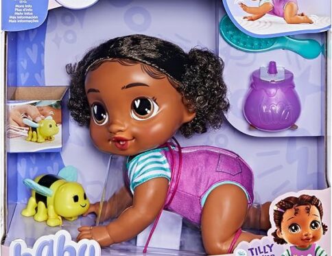 Baby Alive Crawl ‘n Play Tilly Tinker Electronic Crawling Baby Doll Set – Black Hair
