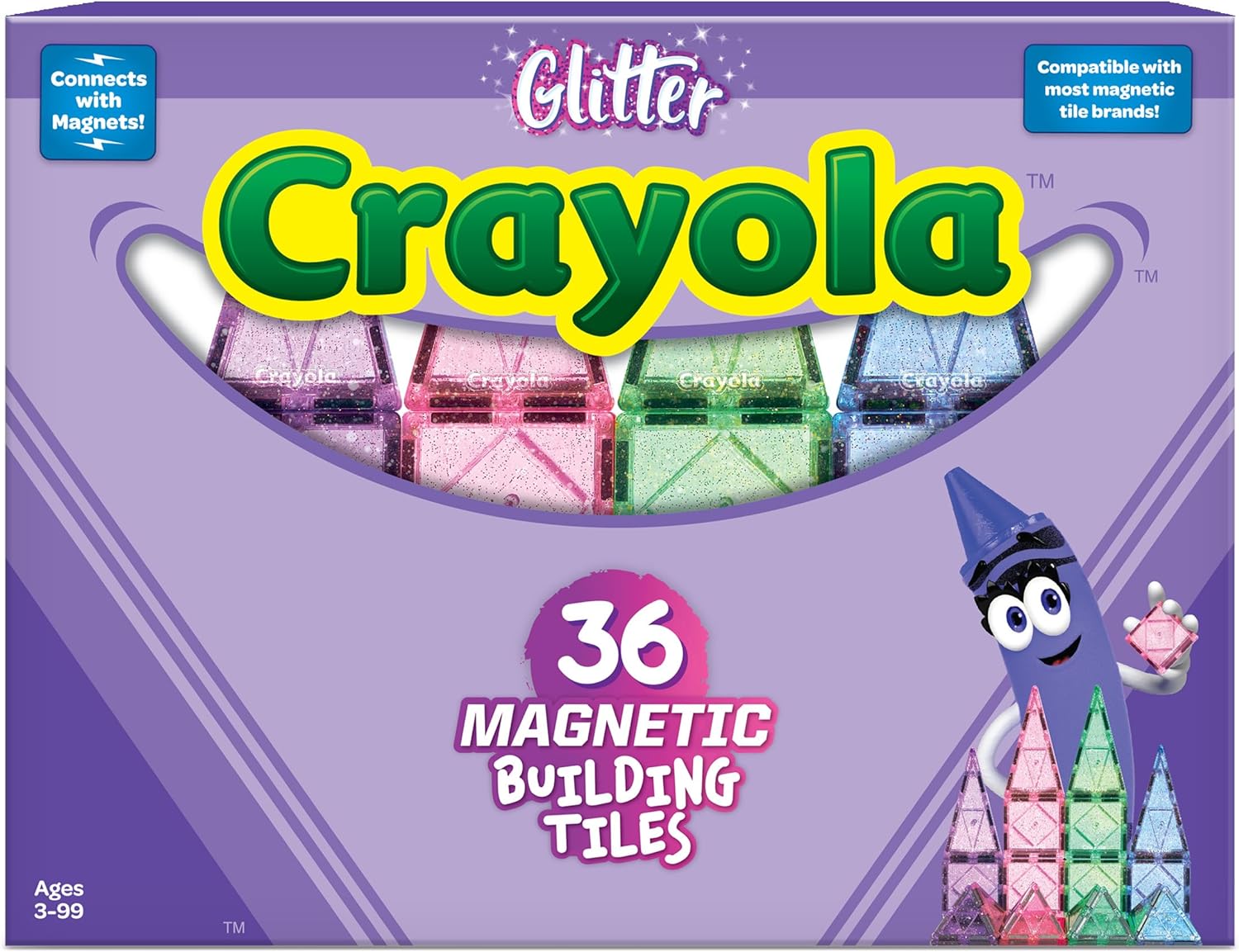 Crayola Glitter Magnetic Tiles – 40pc