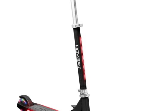 Hover-1 Lunar Kids Folding Kick Scooter with Colour-Changing LED Light Up Wheels – Black