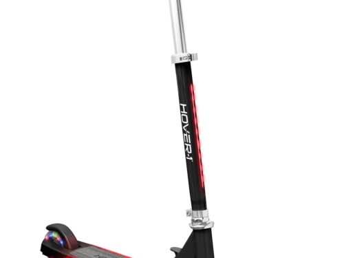 Hover-1 Lunar Kids Folding Kick Scooter with Colour-Changing LED Light Up Wheels - Black