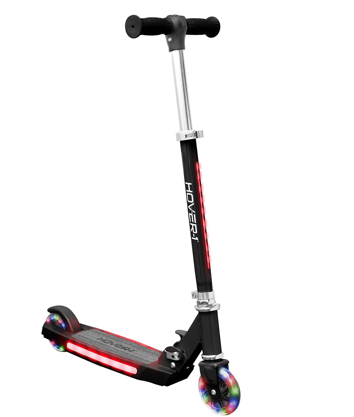 Hover-1 Lunar Kids Folding Kick Scooter with Colour-Changing LED Light Up Wheels – Black