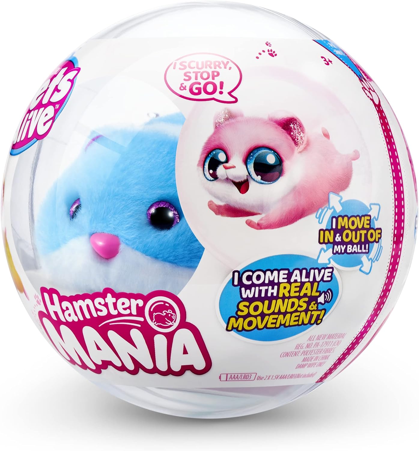 Pets Alive Hamstermania (Blue) by ZURU Hamster Electronic Pet -20+ Sounds