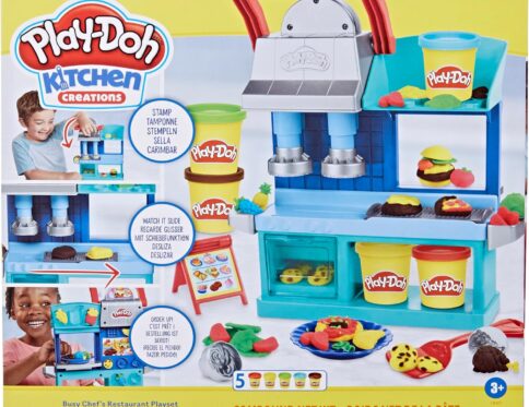 Play-Doh Kitchen Creations Busy Chef’s Restaurant Playset – 2-Sided Play Kitchen
