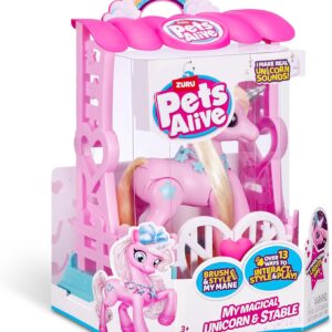 ZURU Pets Alive My Magical Unicorn Stable Battery Powered Interactive Robotic Toy Playset