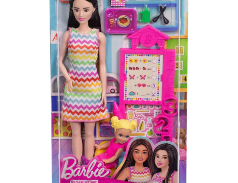 Barbie Teacher Doll with Blonde Toddler Student & Teaching Accessories