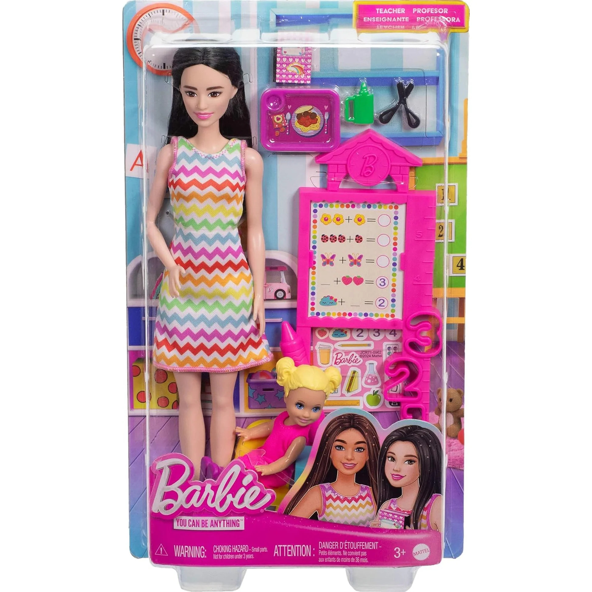 Barbie Teacher Doll with Blonde Toddler Student & Teaching Accessories